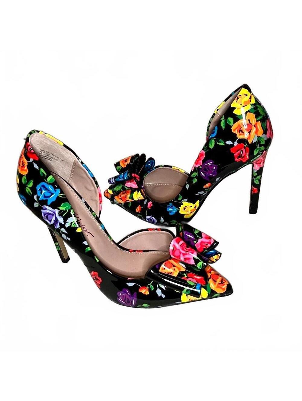 Betsey Johnson Prince-P Multicolor Floral Bow d’Orsay Stiletto Pumps Women’s 7.5